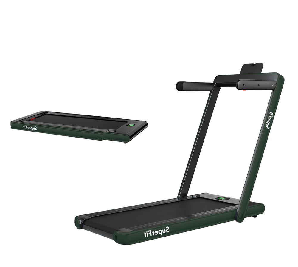 2-in-1 Folding Treadmill with Bluetooth Speaker Remote Control - Green
