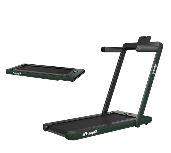 2-in-1 Folding Treadmill with Bluetooth Speaker Remote Control - Green