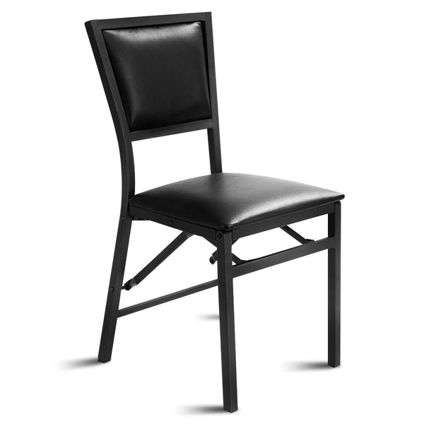Set of 2 folding metal dining chairs