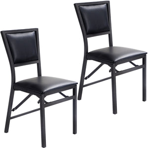 Set of 2 folding metal dining chairs