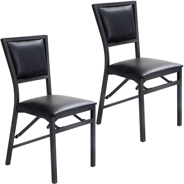 Set of 2 folding metal dining chairs