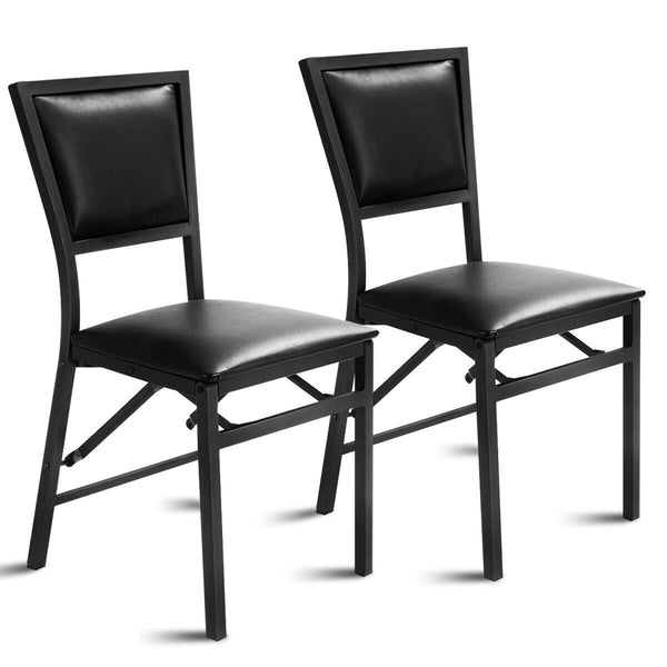 Set of 2 folding metal dining chairs