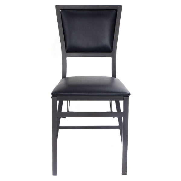 Set of 2 folding metal dining chairs