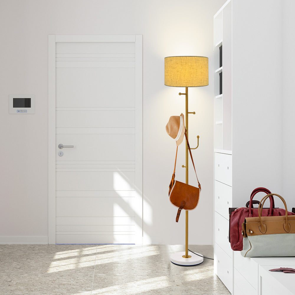 Tall floor lamp with 5 hooks and sturdy weighted base