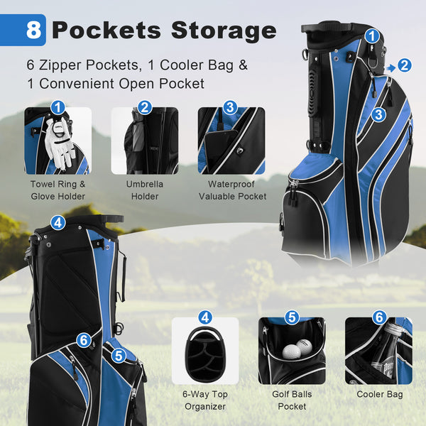 Golf trolley bag with 6 compartments for carrying - Blue