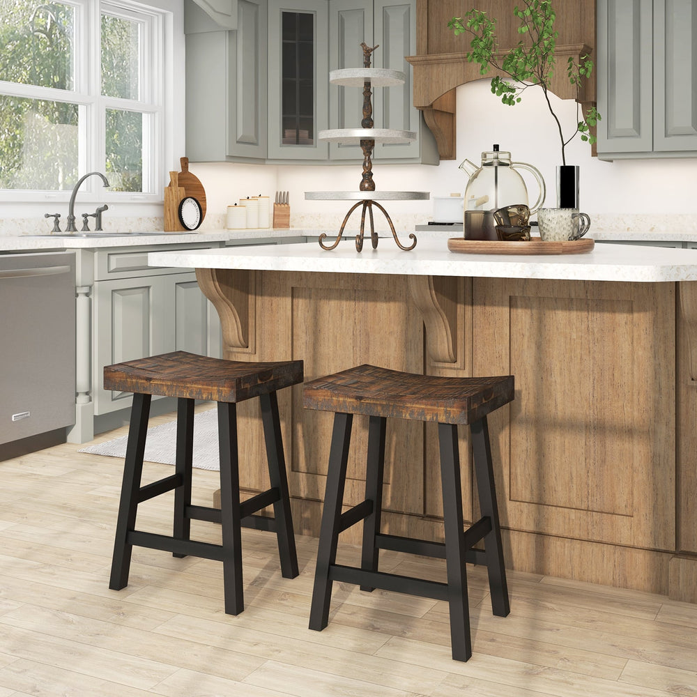 24-inch solid wood saddle seat with curved seating surface and comfortable footrests - 24 inches