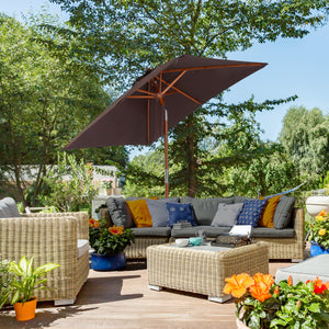 6.6-foot square parasol with tilt mechanism, coffee color 