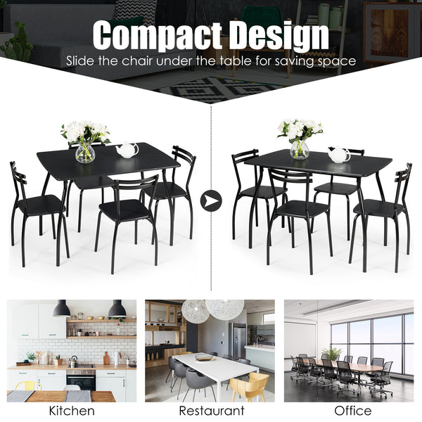 5-piece dining table set with 4 chairs