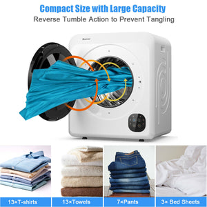 1700W Electric Clothes Dryer with 13.2 lb/3.22 cu ft Steel Drum