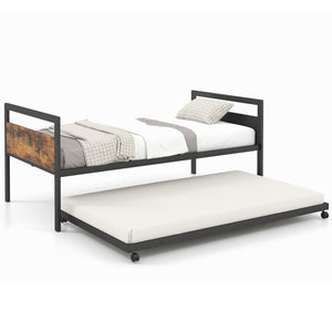 Double metal daybed with lockable casters and pull-out bed - double size