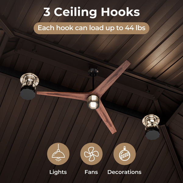 12 ft x 16 ft Double-Roofed Hard-Roof Gazebo with Galvanized Steel Roof - Cafe