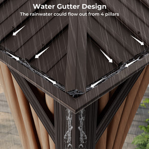 12 ft x 16 ft Double-Roofed Hard-Roof Gazebo with Galvanized Steel Roof - Cafe