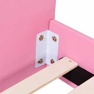 Wooden princess platform bed with upholstered headboard for kids