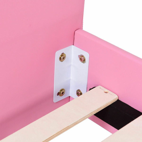 Wooden princess platform bed with upholstered headboard for kids