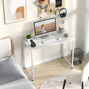Small 40-inch computer desk with sturdy metal frame - White