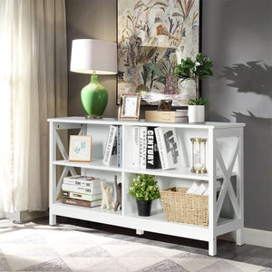 White 47" TV stand with open storage