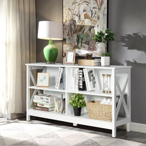 White 47" TV stand with open storage