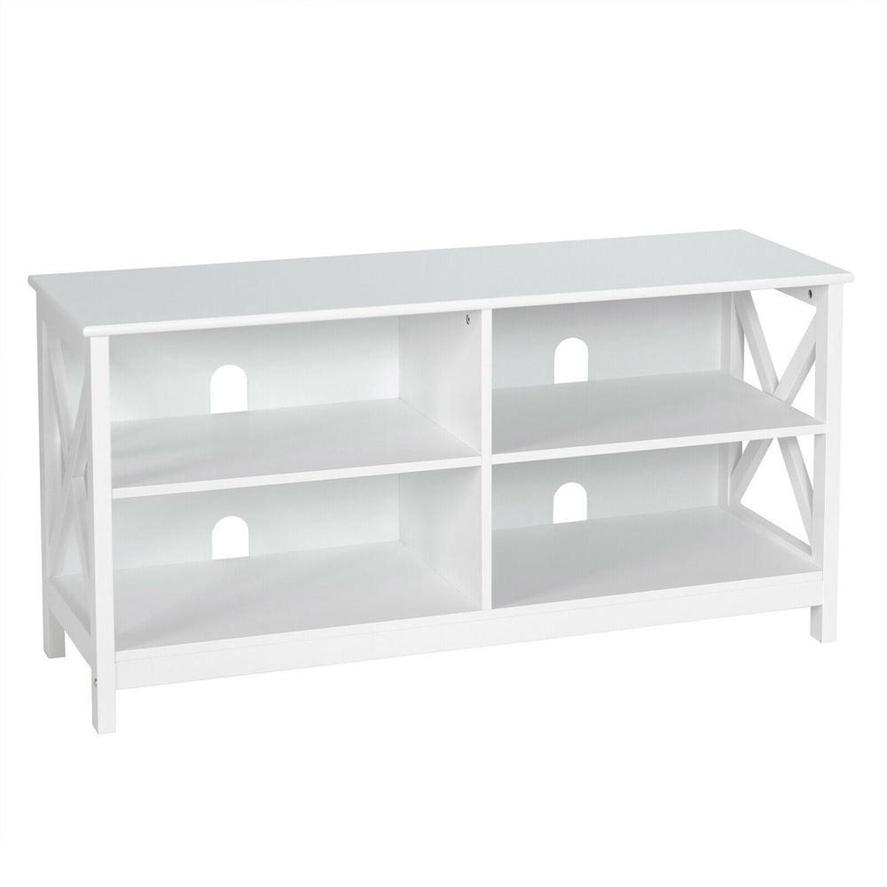 White 47" TV stand with open storage