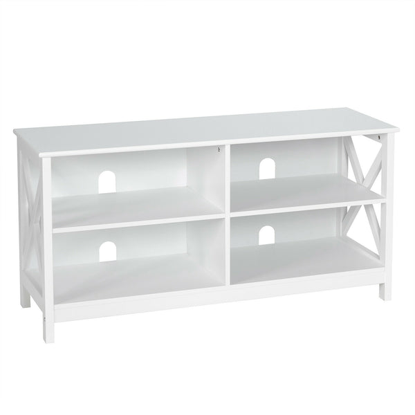 White 47" TV stand with open storage