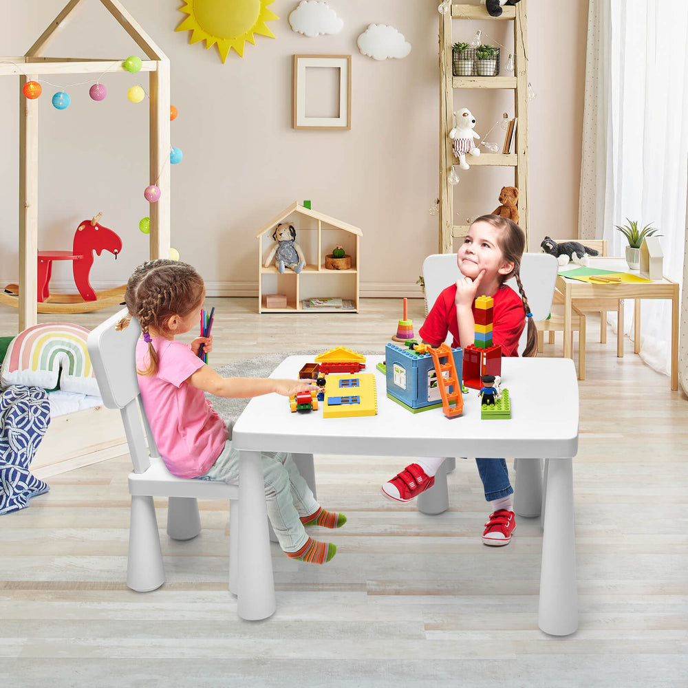 3-Piece Children's Table and Chair Set - White