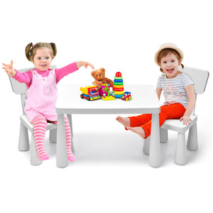 3-Piece Children's Table and Chair Set - White