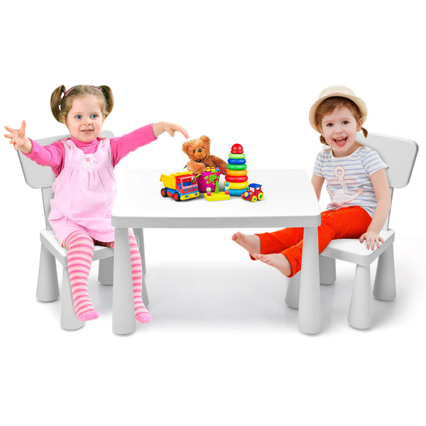 3-Piece Children's Table and Chair Set - White