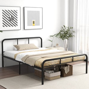 Complete bed frame with headboard and footboard, no box spring required - Black