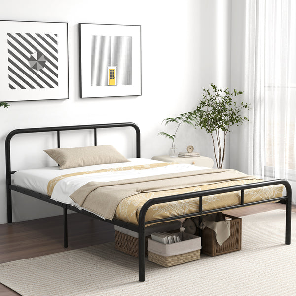 Complete bed frame with headboard and footboard, no box spring required - Black