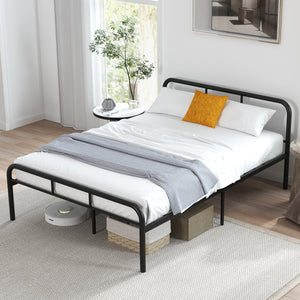 Complete bed frame with headboard and footboard, no box spring required - Black