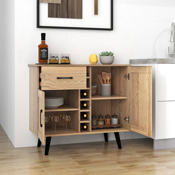 Two-door sideboard with drawer for 6 wine bottles