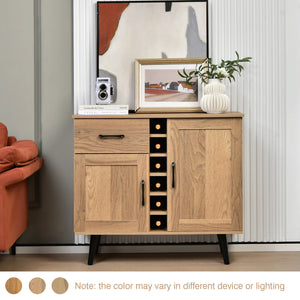 Two-door sideboard with drawer for 6 wine bottles