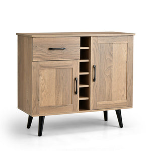 Two-door sideboard with drawer for 6 wine bottles