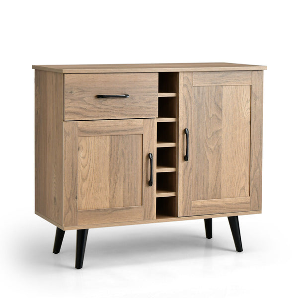 Two-door sideboard with drawer for 6 wine bottles