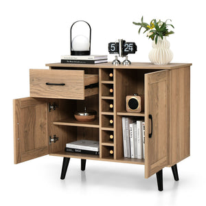 Two-door sideboard with drawer for 6 wine bottles