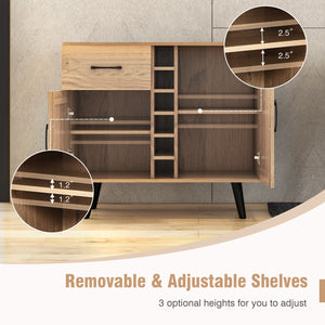 Two-door sideboard with drawer for 6 wine bottles