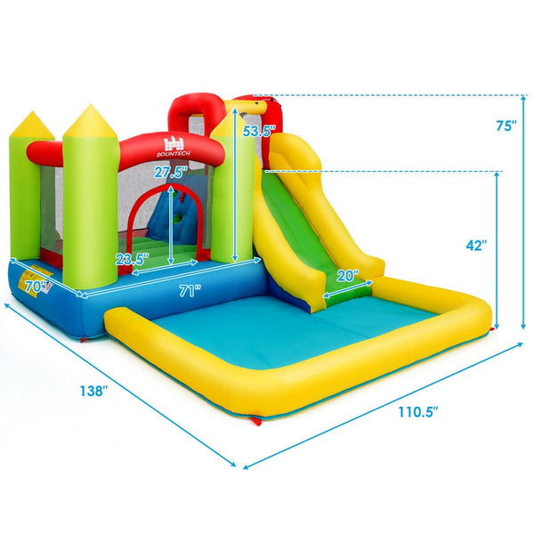 Inflatable Water Slide Jump Bouncer with Fanless Rebound Chamber