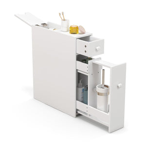 Space-saving white bathroom storage cabinet