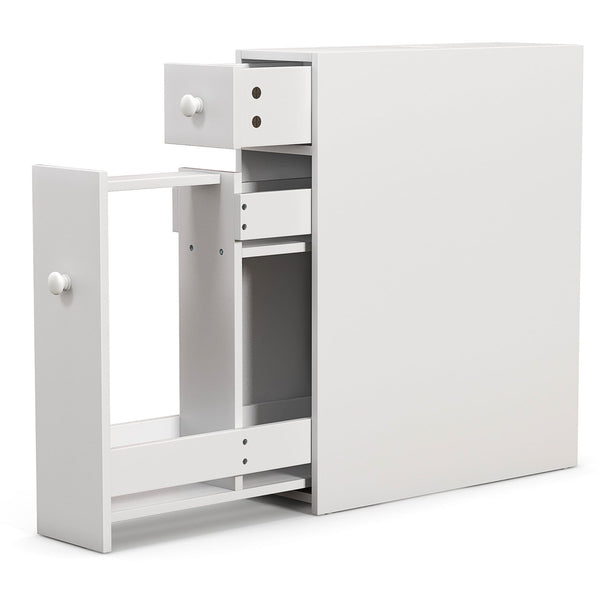 Space-saving white bathroom storage cabinet