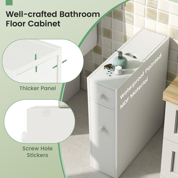 Space-saving white bathroom storage cabinet