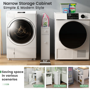 Space-saving white bathroom storage cabinet