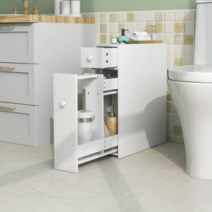 Space-saving white bathroom storage cabinet
