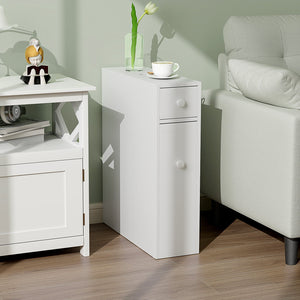 Space-saving white bathroom storage cabinet