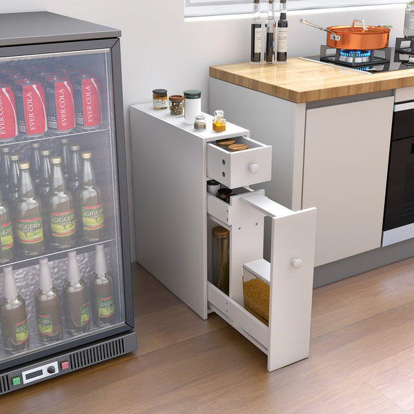 Space-saving white bathroom storage cabinet