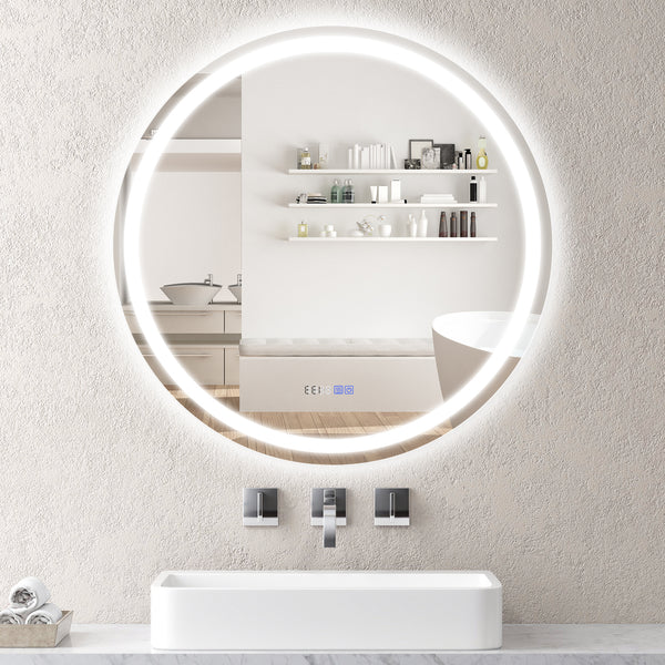 32-inch anti-fog bathroom wall mirror with 3-color LED lights