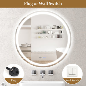 32-inch anti-fog bathroom wall mirror with 3-color LED lights