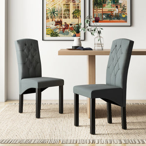 Modern dining chair with high back and high-density foam cushion - Dark Grey