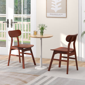 Set of 2 modern dining chairs with curved back and seat - Walnut