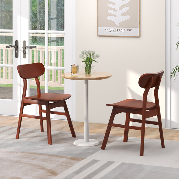 Set of 2 modern dining chairs with curved back and seat - Walnut