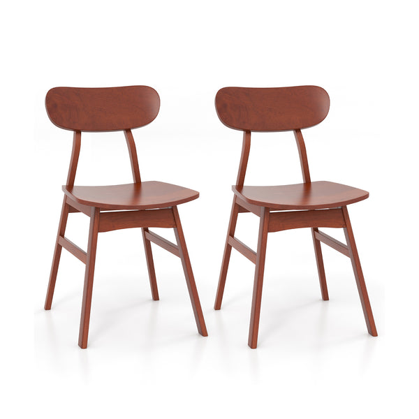 Set of 2 modern dining chairs with curved back and seat - Walnut