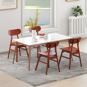 Set of 2 modern dining chairs with curved back and seat - Walnut
